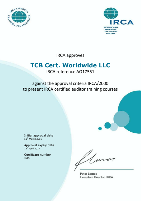The First CQI/IRCA Approved Training Partner in Kuwait and Middle East. Since 2011